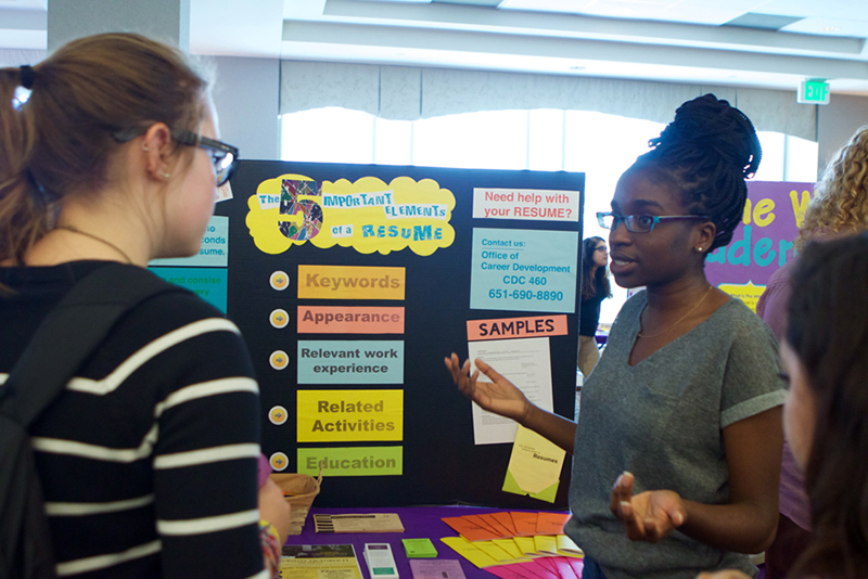 Student at Career Fair talking to another student