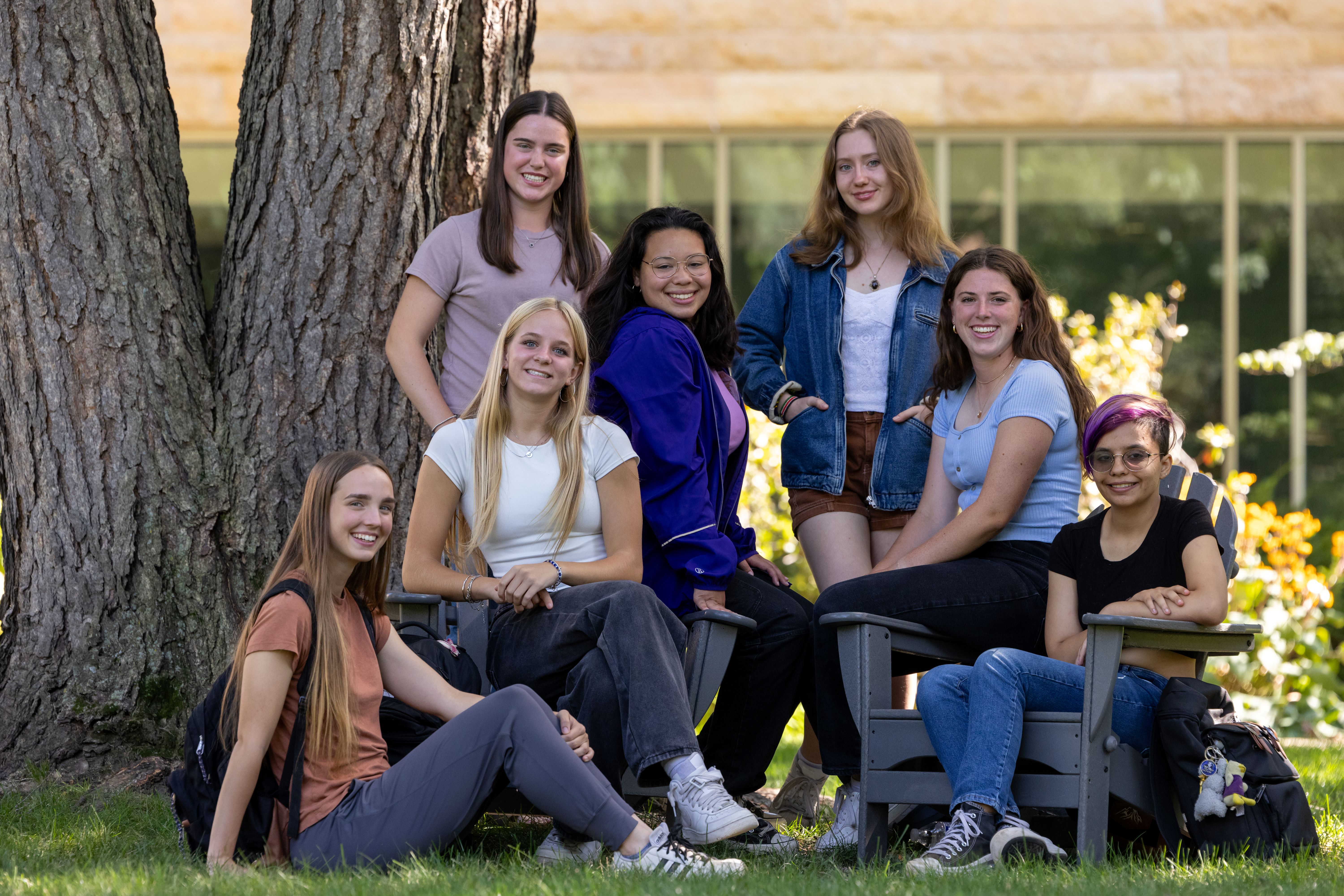 Group of students sitting on the quads